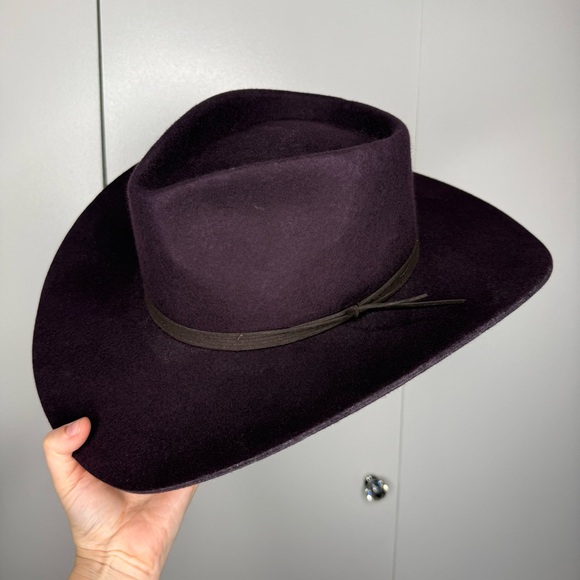 Free People X Wyeth Cowboy Hat Dark Burgundy NWT $68 - Picture 2 of 8